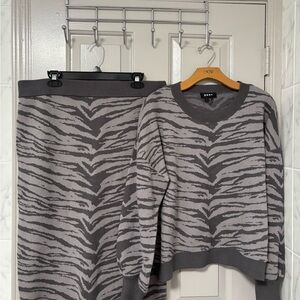 DKNY Zebra Patterned Sweater and Skirt Set